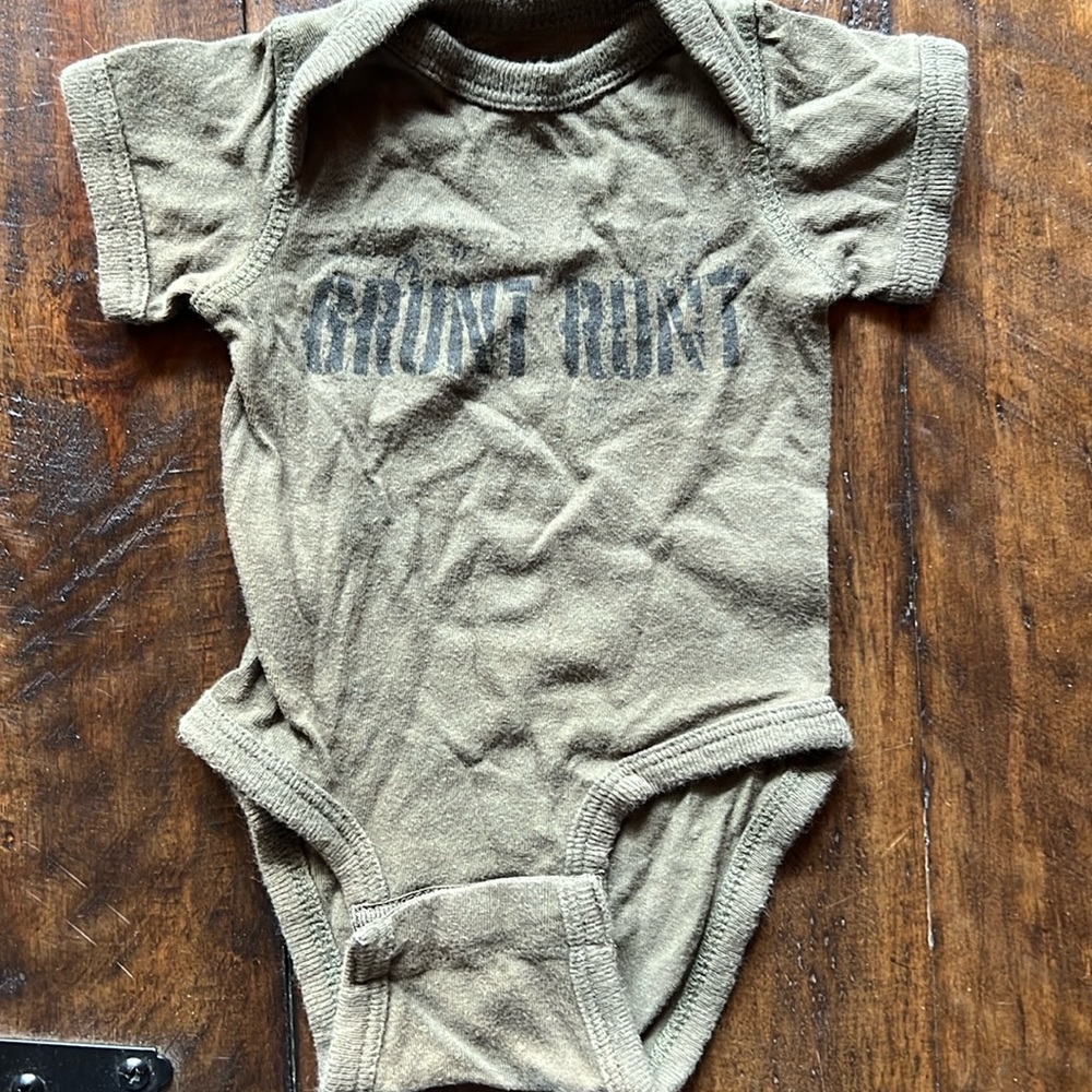 Grunt Style Newborn onesie body suit Olive army green